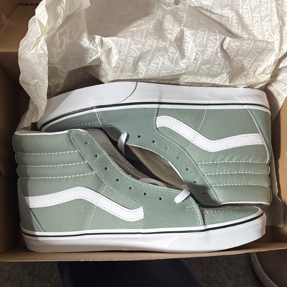 Vans High-Top Sneakers in Sage Green and White